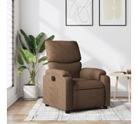 NLQMSU Fauteuil Inclinable Marron Tissu avec Poche Laterale, 135 Degres | Fauteuil relax manuel, cadre bois et metal, 110 kg, poche pratique, dossier et repose-pieds reglables