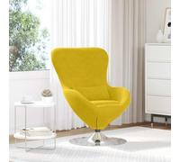 NLQMSU Fauteuil Oeuf Jaune Velours Lounge Pivotant 360 Design Moderne Salon | Velours doux, base pivotante 360°, lignes épurées, accoudoirs confortables, entretien facile, style contemporain