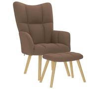 NLQMSU Fauteuil Relaxation avec Pouf Repose-Pieds Marron Tissu Polyester | Structure bois métal stable, assise rembourrée, repose-pieds polyvalent, idéal salon salle à manger