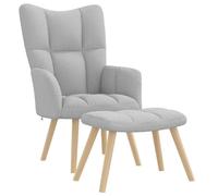 NLQMSU Fauteuil Relaxation Repose-Pieds Gris Nuage Tissu Polyester | Confort rembourré, cadre bois métal, pouf polyvalent, salon, salle à manger, détente