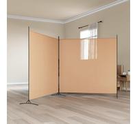NLQMSU Paravent 2 Panneaux Beige 348 x 180 cm Tissu Polyester Fer | Pliable, léger, écran semi-opaque, cadre fer enduit, entretien simple, style minimaliste