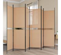 NLQMSU Paravent 6 Panneaux Beige 300 x 180 cm Tissu avec Cadre Acier Noir | Pliable, léger, usage intérieur, séparation d'espace, décoration, chambre, salon, bureau, studio, intime, rangement compact