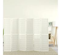 NLQMSU Paravent Pliable 6 Panneaux 240x170 cm Bois Sapin Blanc | Design japonais shoji, papier de riz translucide, pliage facile, manuel inclus, intimité, bois massif durable