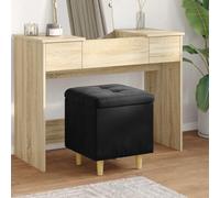 NLQMSU Pouf de Rangement avec Coussin Noir Velours 40x40x45 cm | Ottoman capitonné, pieds en bois d'ingénierie, compartiment dissimulé, assise d'appoint, repose-pieds, entretien par