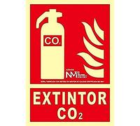 NM RD00106 - Panneau lumineux Extincteur Co2 PVC 0,7 mm 21 x 30 cm avec CTE, RIPCI et conforme à la nouvelle législation