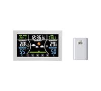 NMFLAB Réveil météo avec écran couleur avec moniteur de température et d'humidité pour maison, jardin, garage, cave à vin, salle de stockage, abri de jardin, transducteur d'humidité
