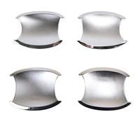 NMJLQW Décoration extérieure Pour CRV 2007-2011 Noir Brillant En Fiber Carbone Chrome Poignée Porte Voiture Couverture Décor Garniture Autocollant Accessoires Style(Silver bowl)