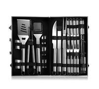 NMNMNM Outils de Barbecue en Acier Inoxydable pour Barbecue en Plein air Accessoires Boîte en Aluminium Kit d'outils pour Barbecue
