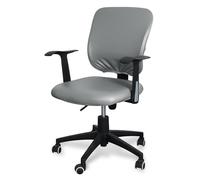 NMVAWIPT Ensemble De Housses Chaise Bureau en Cuir PU, 2 Pièces, Résistantes À l'eau, Protection Extensible for Patron D'ordinateur, Facile Nettoyer(Gray)