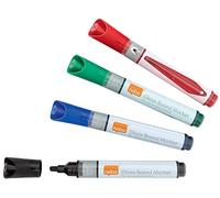 ACCO NOBO Marqueurs effaçables Liquid Ink pour tableau blanc pointe ogive 3 mm Lot de 4 assortis