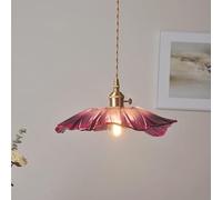 NNOVAT Suspension Vintage LED Verre Violet Fleur Lustre Bar Chambre Cuivre Lampe Suspendue Maison Intérieur Porche Éclairage Luminaires E27 Ampoule Cuisine Salon 1.5m Fil Lampes Réglables Anniversary
