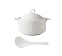 NNYCC Soupière de Service avec Couvercle et Louche, Bol de Service de Soupe en Porcelaine pour Cuisine à Domicile Restaurant,Blanc,3600ML