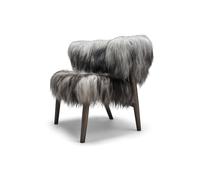 No 7 Fauteuil Entièrement Rembourré Chêne Huilé Foncé et Peau de Mouton Long