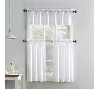 No. 918 Martine - Cantonnière et cantonnière en Microfibre Semi-Transparente avec Passe-Tringle, 137,2 x 91,4 cm, Blanc