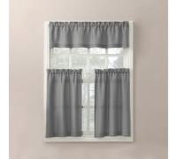 No. 918 Martine Cantonnière et cantonnière en Microfibre Semi-Transparente avec Passe-Tringle pour Cuisine, 137,2 x 91,4 cm, Gris