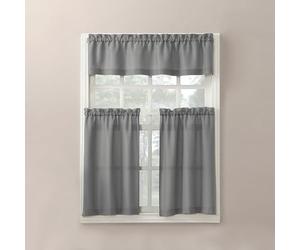 No. 918 Martine Cantonnière et cantonnière en Microfibre Semi-Transparente avec Passe-Tringle pour Cuisine, 137,2 x 91,4 cm, Gris