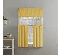 No. 918 Martine Lot de 3 cantonnières et cantonnières en Microfibre Semi-Transparente avec Passe-Tringle, 137,2 x 91,4 cm, Jaune