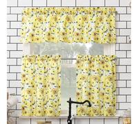 No. 918 Sunbeam Lot de 3 Rideaux de Cuisine Semi-Transparents avec Motif Tournesol, 137,2 x 61 cm, Jaune