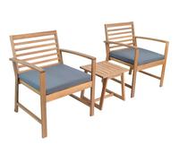 No Name Salon de jardin CALI en bois d'acacia FSC, 1 table café + 2 fauteuils, Gris