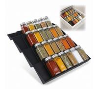 Noa Home Deco Étagères à Épices Extensibles pour Tiroir, Lot de 2 Range Épices, 30-60 cm, Organisateur Cuisine pour Placard et Plan de Travail, Support à Épices Réglable, Noir
