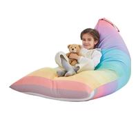 Nobildonna Housse de Pouf de Rangement pour Animaux en Peluche, Uniquement pour Enfants et Adultes, Pouf Extra Large sans Rembourrage, Toile de qualité supérieure, 250 L (Arc-en-Ciel)