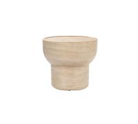 NOBLE - Table d'appoint ovale en béton finition travertin L50 Beige