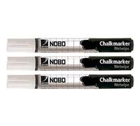Nobo 34438398 Pack de 3 Marqueurs effaçables Blanc