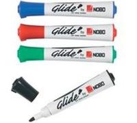 Nobo Marqueurs effaçables à sec Glide – Coloris assortis – Pointe 2 mm (bout rond) – Étui de 4