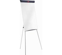 Nobo Impression Pro - Tableau Blanc style Chevalet Trépied, Magnétique & Effaçable à Sec, Réglable en Hauteur, Porte-Marqueur & Crochets pour Feuilles Inclus, Blanc, 1901916