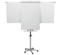 Nobo Impression Pro - Tableau Blanc sur Roulettes style Chevalet avec Bras Extensibles, Magnétique & Effaçable à Sec, Porte-Marqueur & Crochets pour Feuilles Inclus, Blanc, 1901920