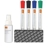 ACCO NOBO Kit de nettoyage pour tableau blanc – Nettoyant 50 ml + 4 marqueurs assortis