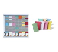 Nobo - Kit Planning Hebdomadaire Mural à Fiches T, 7 Colonnes & 24 Fentes, Indice 2, Fiches T Multicolores & Index Inclus, 2911080 & Lot de 100 fiches T pour planning, Indice 2, Violet, 2002012
