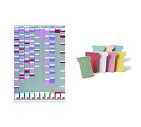 Nobo, Kit planning polyvalent pour fiches T indice 2, 10 Colonnes de 54 Fentes, 2901000 & Lot de 100 fiches T pour planning, Indice 2, Jaune, 2002004