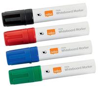 Nobo Marqueurs Effaçables à Sec Glide pour Tableau Blanc, Pointe Biseautée Large 10mm, Lot de 4, 1915393, Couleurs Assorties
