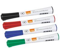 Nobo Marqueurs Effaçables à Sec Glide pour Tableau Blanc, Pointe Fine de 1mm, Lot de 4, 1902077, Couleurs Assorties