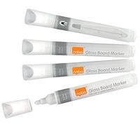 Nobo - Marqueurs Effaçables à Sec Liquid Ink pour Tableau Blanc, Feutres Blancs avec Pointe Ogive de 3 mm, Lot de 4, Blanc, 1905323