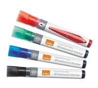 Nobo Marqueurs effaçables à sec Liquid Ink 1902408, pointe ogive 3 mm, lot de 4, couleurs assorties