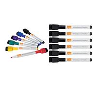 Nobo - Mini Feutres Marqueurs Effaçables à Sec avec Embout Effaceur Magnétique, Lot de 6, Mines de 2 mm & Mini Feutres Marqueurs Effaçables à Sec avec Embout Effaceur Magnétique, Lot de 6