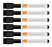 Nobo, Mini marqueurs effaçables à sec pour tableau blanc, pointe fine, Noir, pack de 6, 2104184