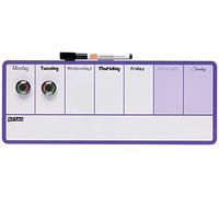 Nobo - Mini Tableau Agenda Semainier Magnétique, Effaçable à Sec, Mural, Porte-Marqueur Intégré, Marqueurs & Aimants Inclus, 360 x 140 mm, Violet, 1904048