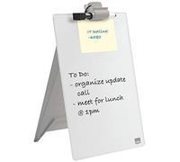 Nobo - Mini Tableau Blanc Chevalet Portable, Surface en Verre Effaçable à Sec, Sans Cadre, 216 x 297 mm, Feutre Marqueur et Pince pour Document Amovible Inclus, Blanc, 1905173