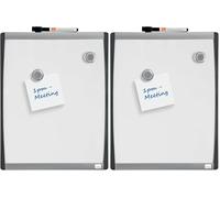 Nobo - Mini Tableau Blanc Magnétique Mural avec Cadre Incurvé, Marqueur Aimants et Kit de Fixation Murale Inclus, Maison/Bureau, 280 x 335 mm, Blanc, 1903779 (Lot de 2)