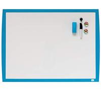 Nobo - Petit Tableau Blanc Magnétique Mural avec Cadre Bleu, Accessoires Assortis Inclus, Maison / Bureau, 585 x 430 mm, 2104176