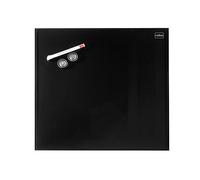 Nobo - Petit Tableau Blanc Mural Carré, Surface Magnétique en Verre Effaçable à Sec, Sans Cadre, Fixations Invisibles, 450 x 450 mm, Feutre Marqueur et Aimants Inclus, Noir, 1903951