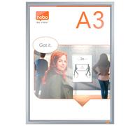 ACCO NOBO Porte-affiche mural Impression Pro A3 aluminium anodisé coins biseautés argent