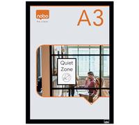 ACCO NOBO Cadre magnétique A3 noir – Porte-affiche mural clipsable autocollant – Lot de 2