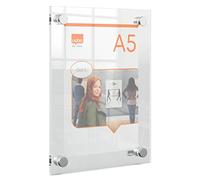 Nobo - Porte-Affiche A5 Mural en Acrylique, Sans Cadre, Fixation Murale par les Coins, Portrait / Paysage, Premium Plus, Transparent, 1915592