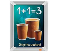 Nobo Premium Plus Cadre Porte-Affiche A4 à ouverture clic | Snap frame écoles, bureaux, hôtels, cadre aluminium 25 mm, format portrait ou paysage, kit de montage inclus, blanc