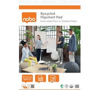 NOBO - Recharges de Papier Recyclé pour Paperboard 58 x 81 cm, Double-face Papier Uni/Papier Quadrillé, 50 Feuilles, 70 g/m², Lot de 2 Recharges de Papier à Plat