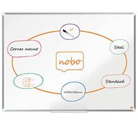 Nobo Tableau Blanc Acier Magnétique, 1200 x 900mm, Cadre Aluminium, Montage Mural par les Coins, Marqueur Inclus, Premium Plus, Blanc, 1915156